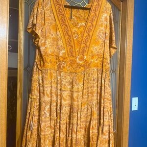 Bohemian Orange Paisley Dress